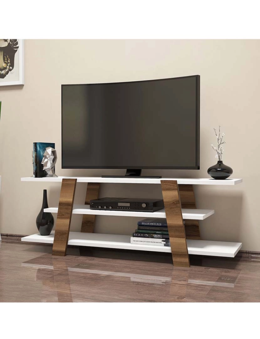 ASR - Móvel Tv Walnut Branco