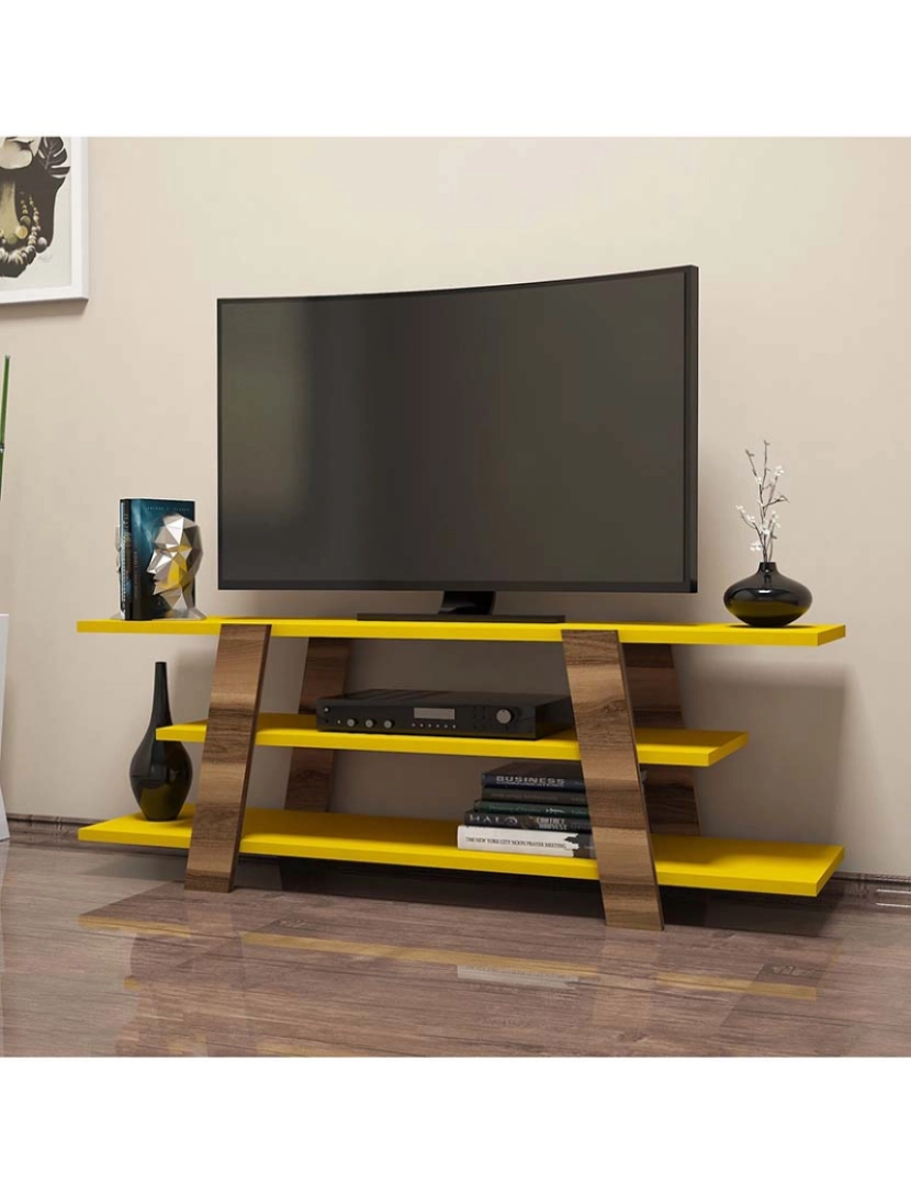 ASR - Móvel Tv Walnut Amarelo