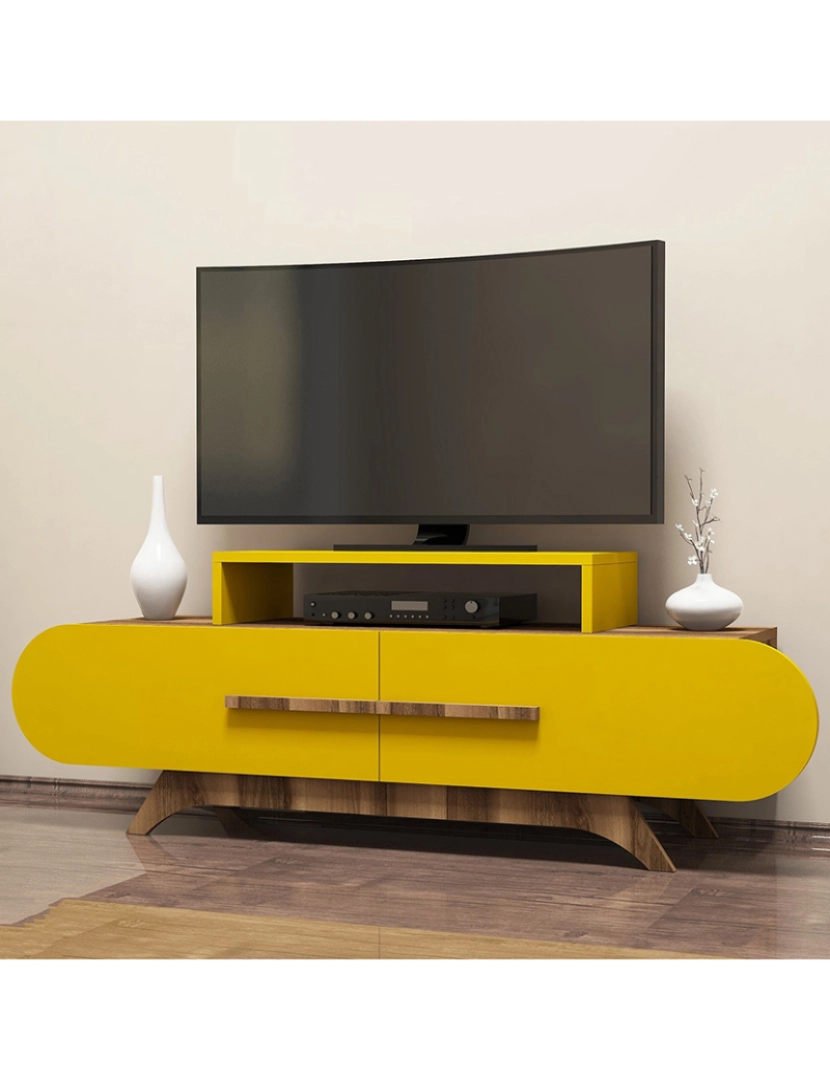 ASR - Móvel Tv Walnut Amarelo