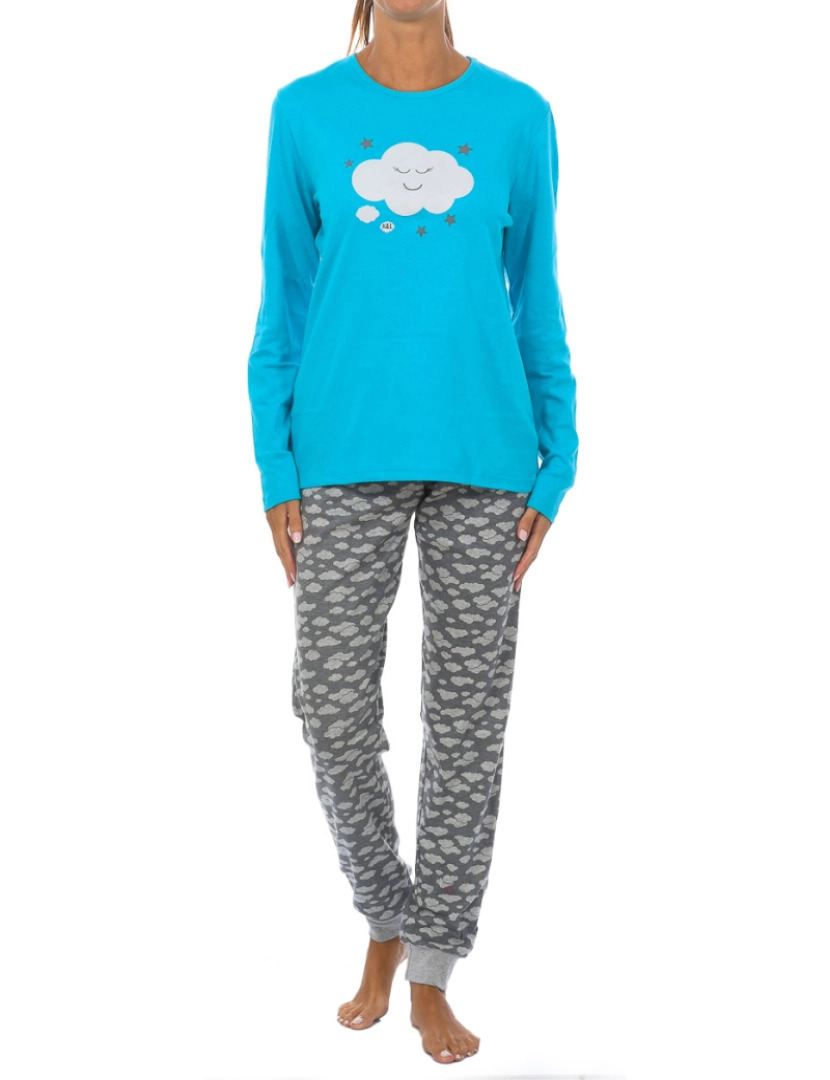 Kisses and Love - Pijama de Inverno Senhora Cloud Turquesa