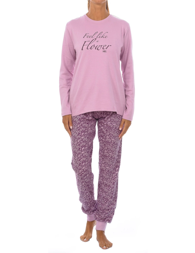 Kisses and Love - Pijama de Inverno Senhora Feel Like Malva - Estampado