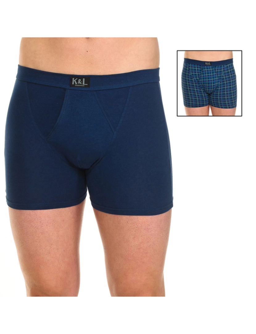 Kisses and Love - Pack-2 Basic Open Boxers Homem Riscas Verdes Azul 