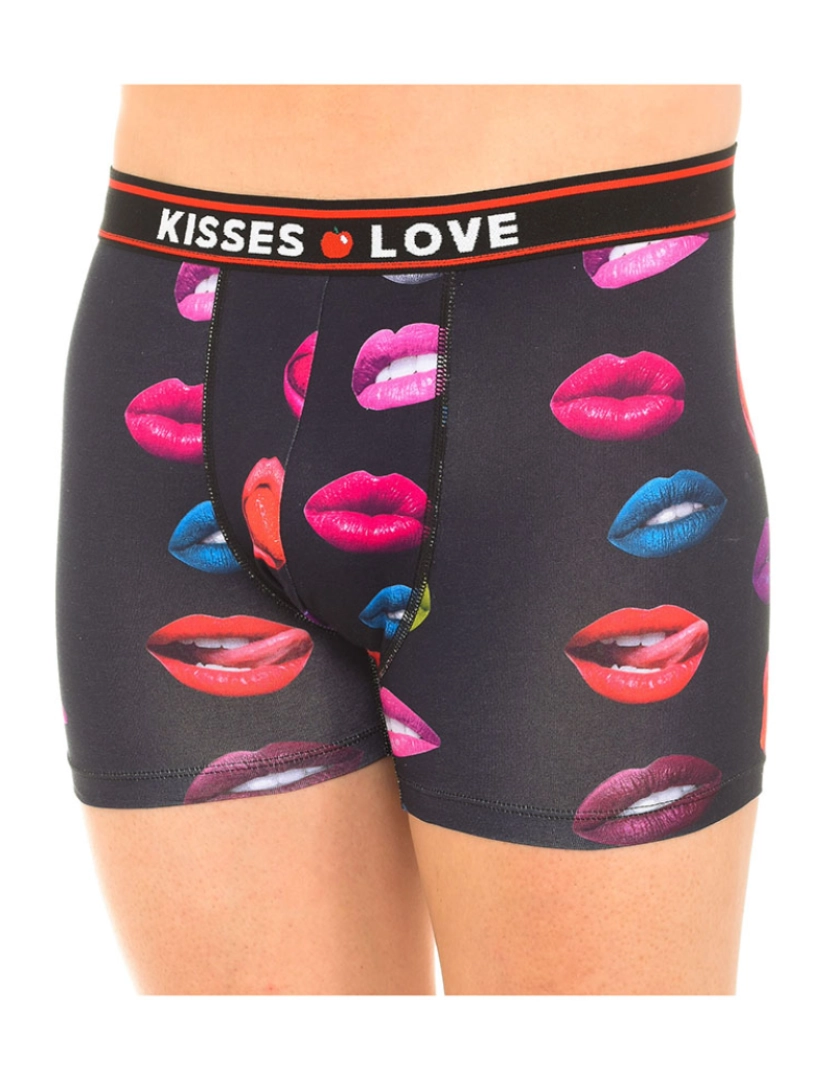 Kisses and Love - Boxers Homem Preto E Multicolorido