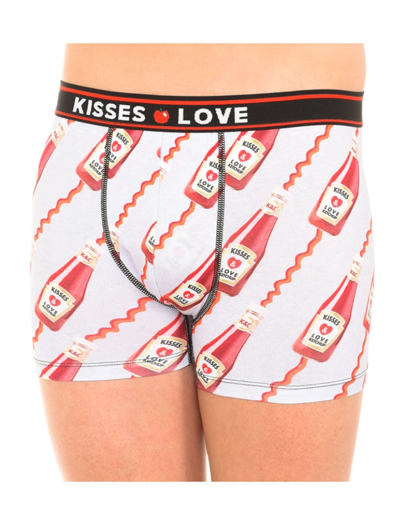 Kisses and Love - Boxers Homem Vermelho E Acinzentado