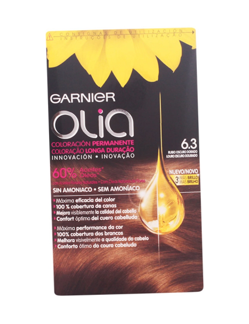 Garnier - Olia Coloração Permanente #6,3 Louro Escuro Dourado 4 Pçs