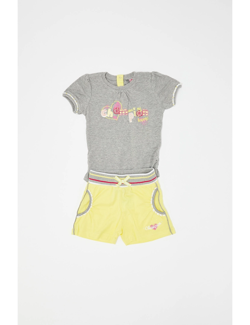 Champion - Conjunto T-shirt e Calções Bebé Cinza e Amarelo