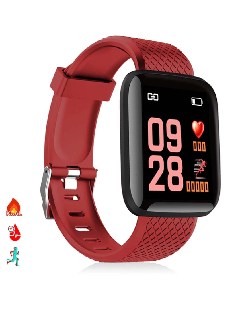 DAM - Smartband ID116 Bluetooth com monitor cardíaco Vermelho 