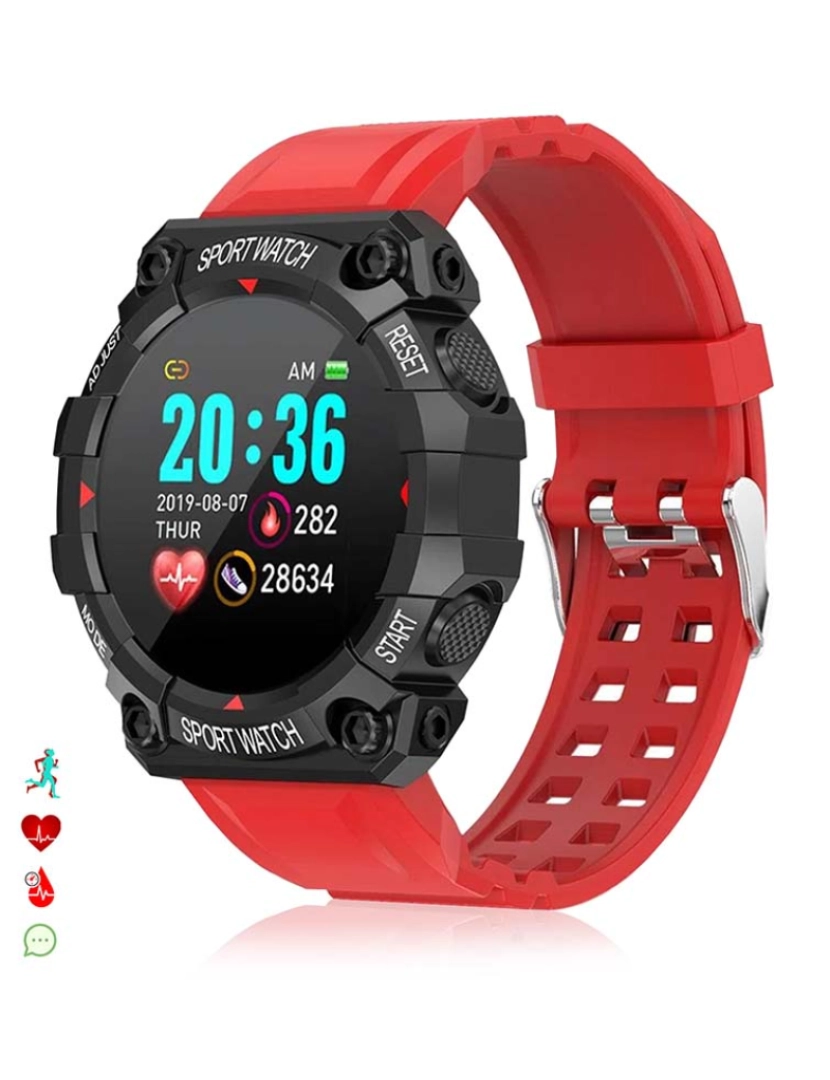 DAM - Smartwatch FD68 Bluetooth 4.0 Vermelho