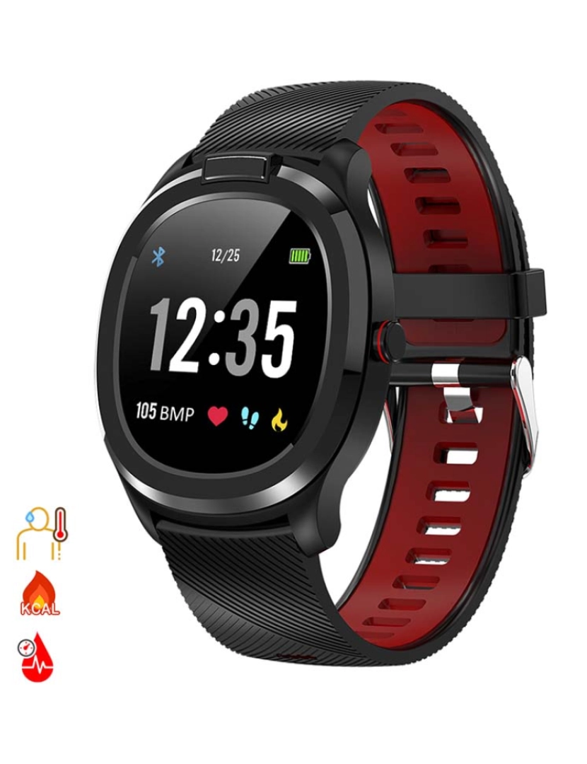 foto 1 de Smartwatch T01 com medicão de temperatura corporal tensão e O2 no sangue Preto 