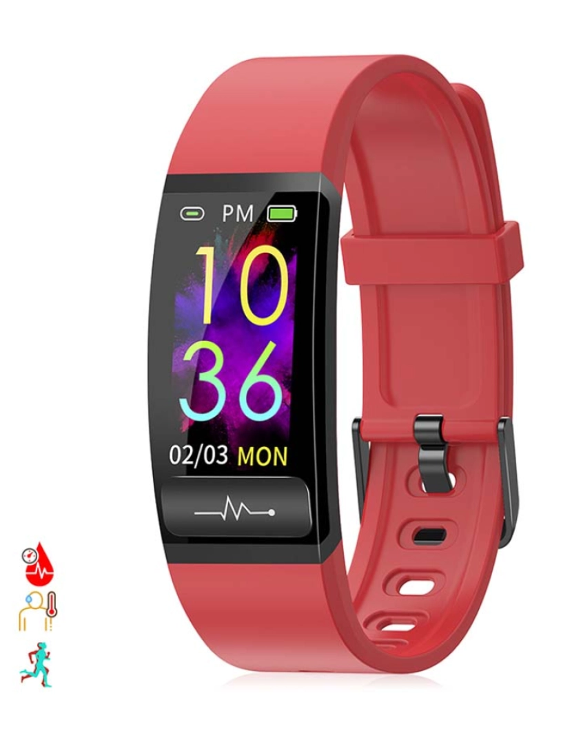 DAM - Pulsera inteligente M8 com Temperatura Corporal Tensão e Oxigénio no Sangue Vermelho
