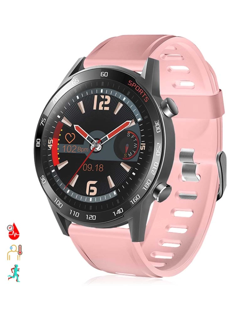 DAM - Smartwatch T23 com Temperatura Corporal Tensão e Oxigénio no Sangue Rosa 