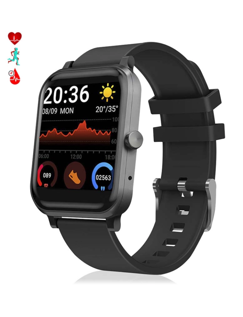 DAM - Smartwatch H10 com Monitor Cardíaco Tensão e de O2 no Sangue Preto