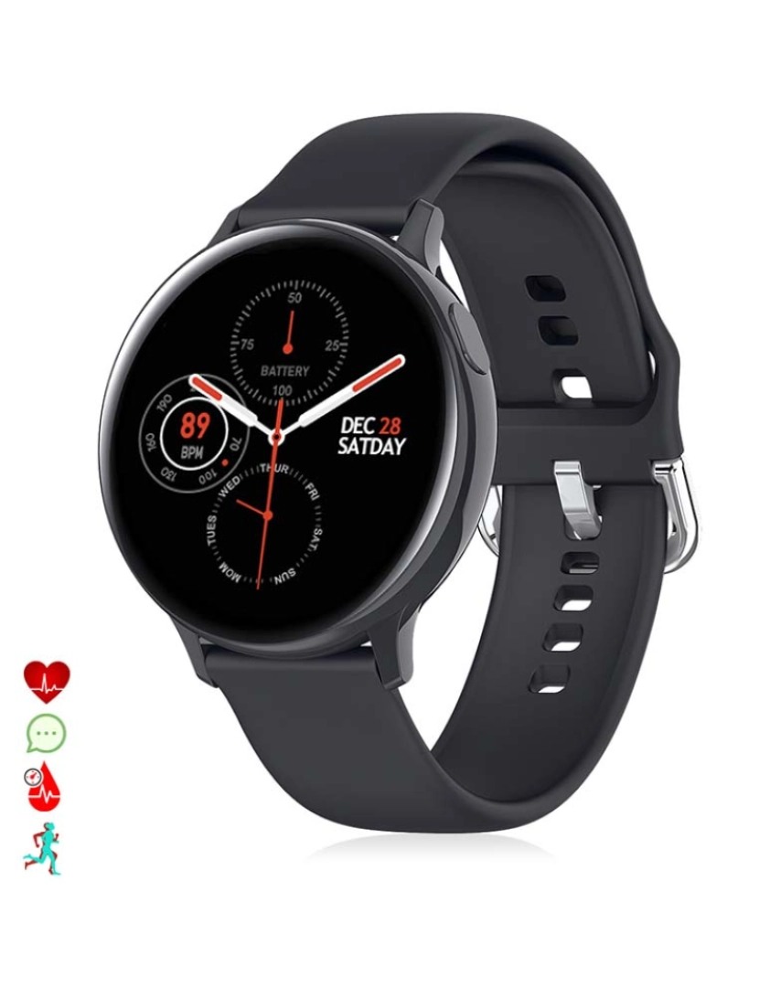 DAM - Smartwatch S20 com Monitor Cardíaco ECG Tensão O2 no Sangue Preto