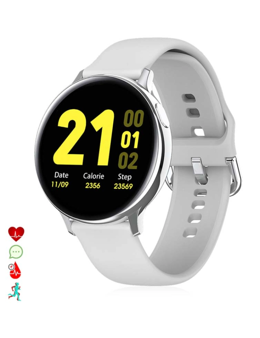 DAM - Smartwatch S20 com Monitor Cardíaco ECG Tensão O2 no Sangue Prateado 
