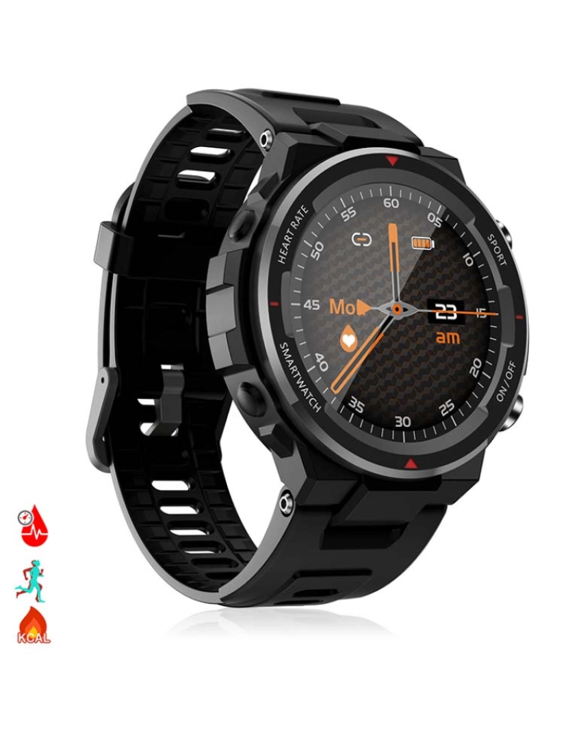 DAM - Smartwatch Q70 com Monitor Cardíaco Tensão e 9 Modos Multidesportivo Preto