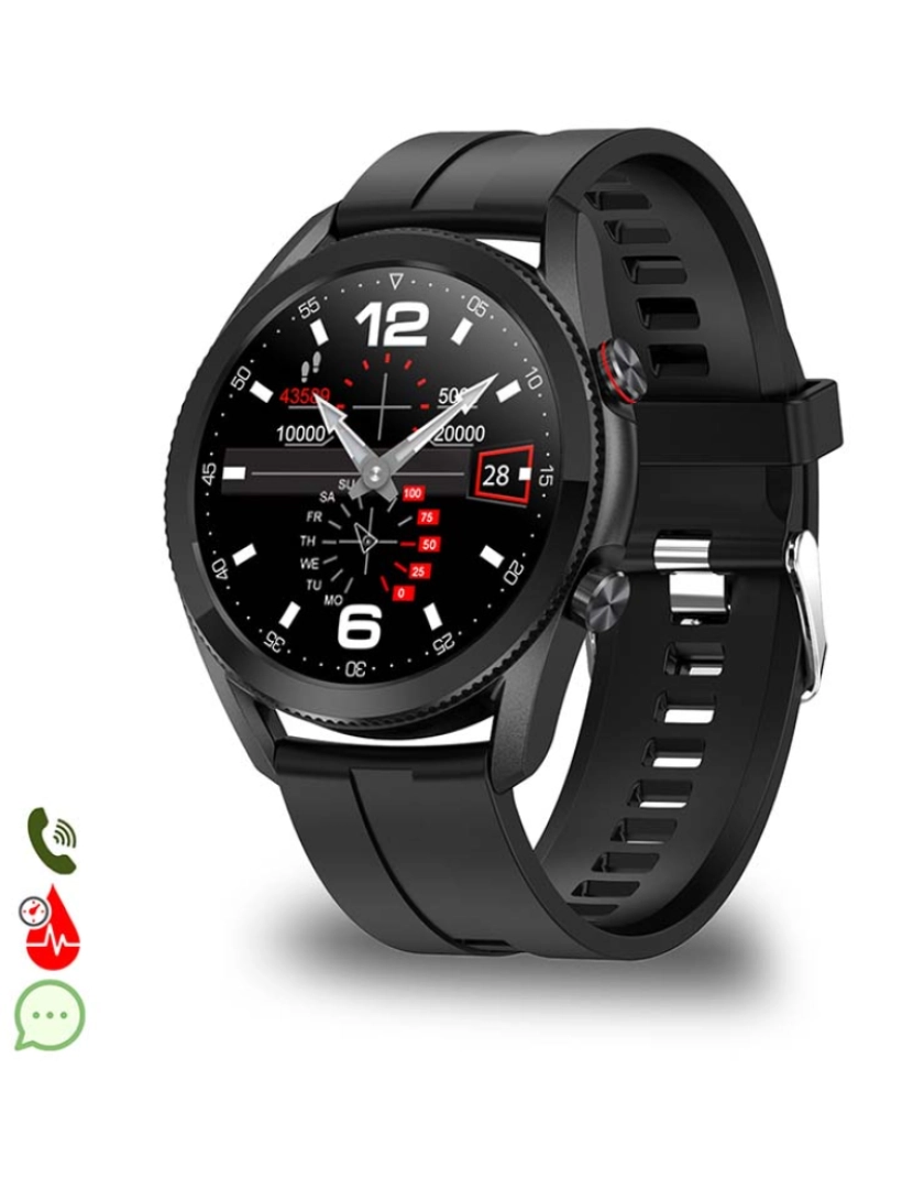 DAM - Smartwatch L19 com notificações de aplicações Preto