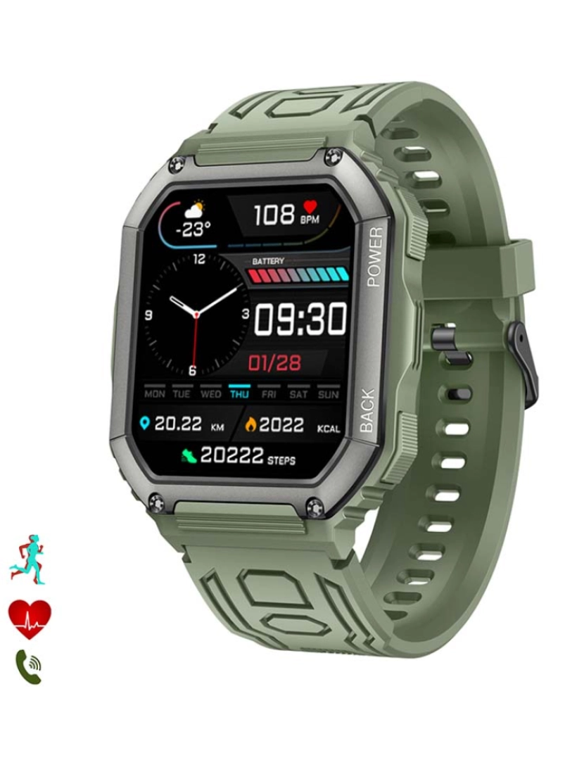DAM - Smartwatch K6 multifunção Verde