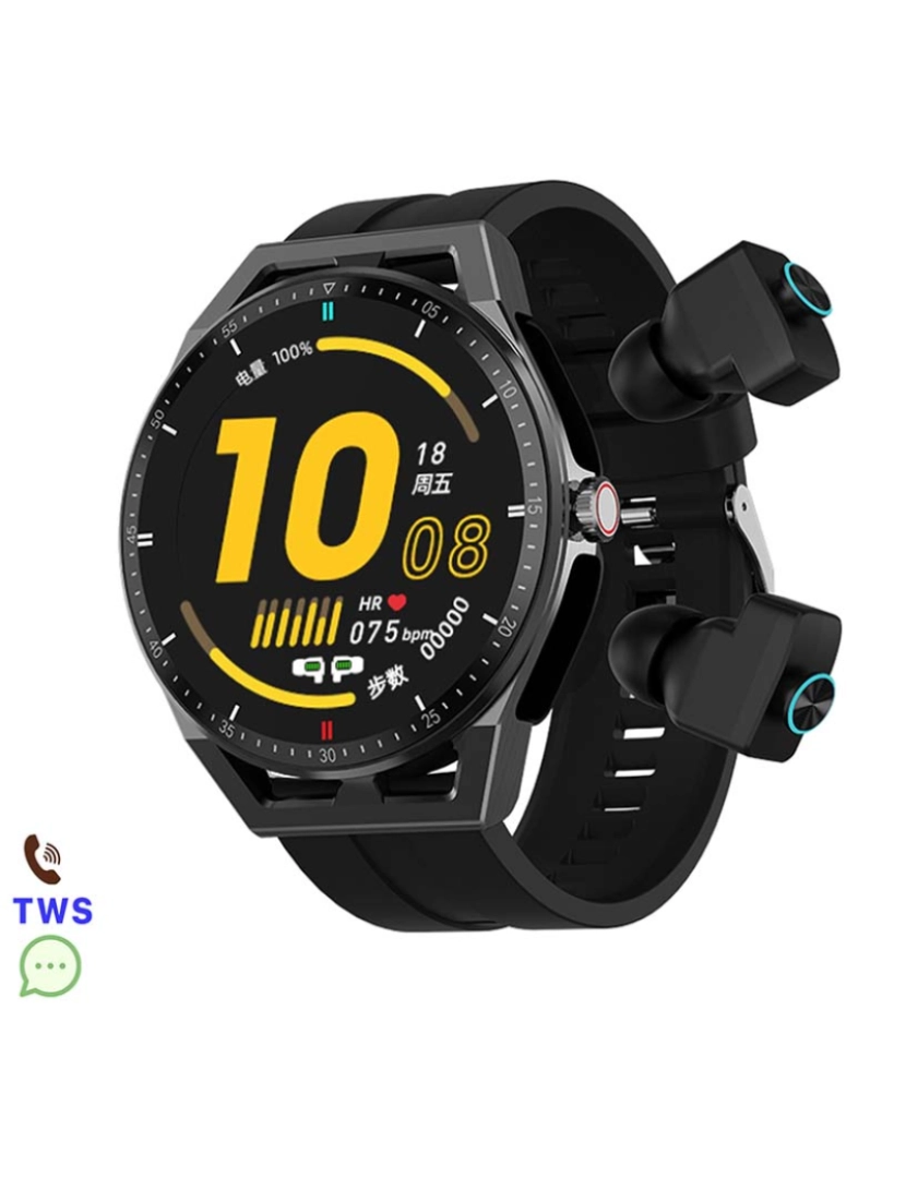 DAM - Smartwatch T20 Com auriculares TWS integrados