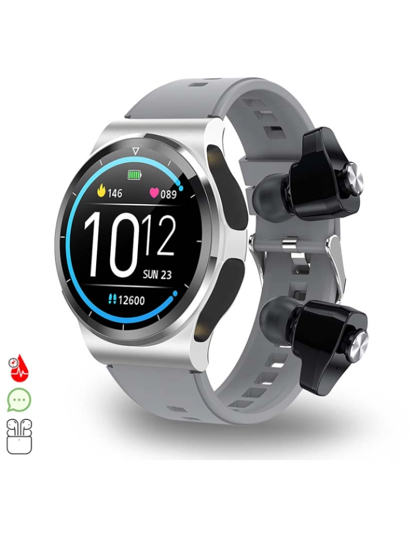 DAM - Smartwatch GT69 Com auriculares Bluetooth 5.0 TWS integrados