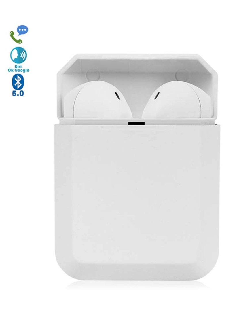 DAM - Auriculares TWS I2 Bluetooth Touch com Base de Carregamento Branco 