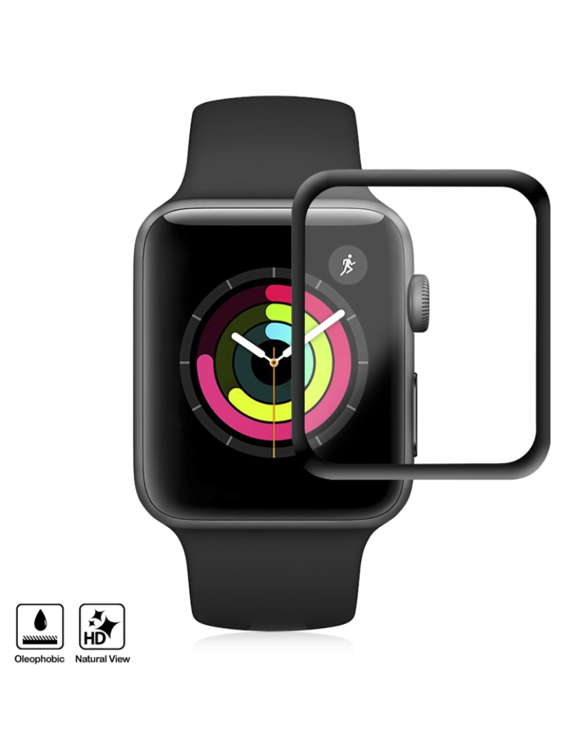 DAM - Protetor ecrã vidro temperado para Apple Watch 38mm Preto