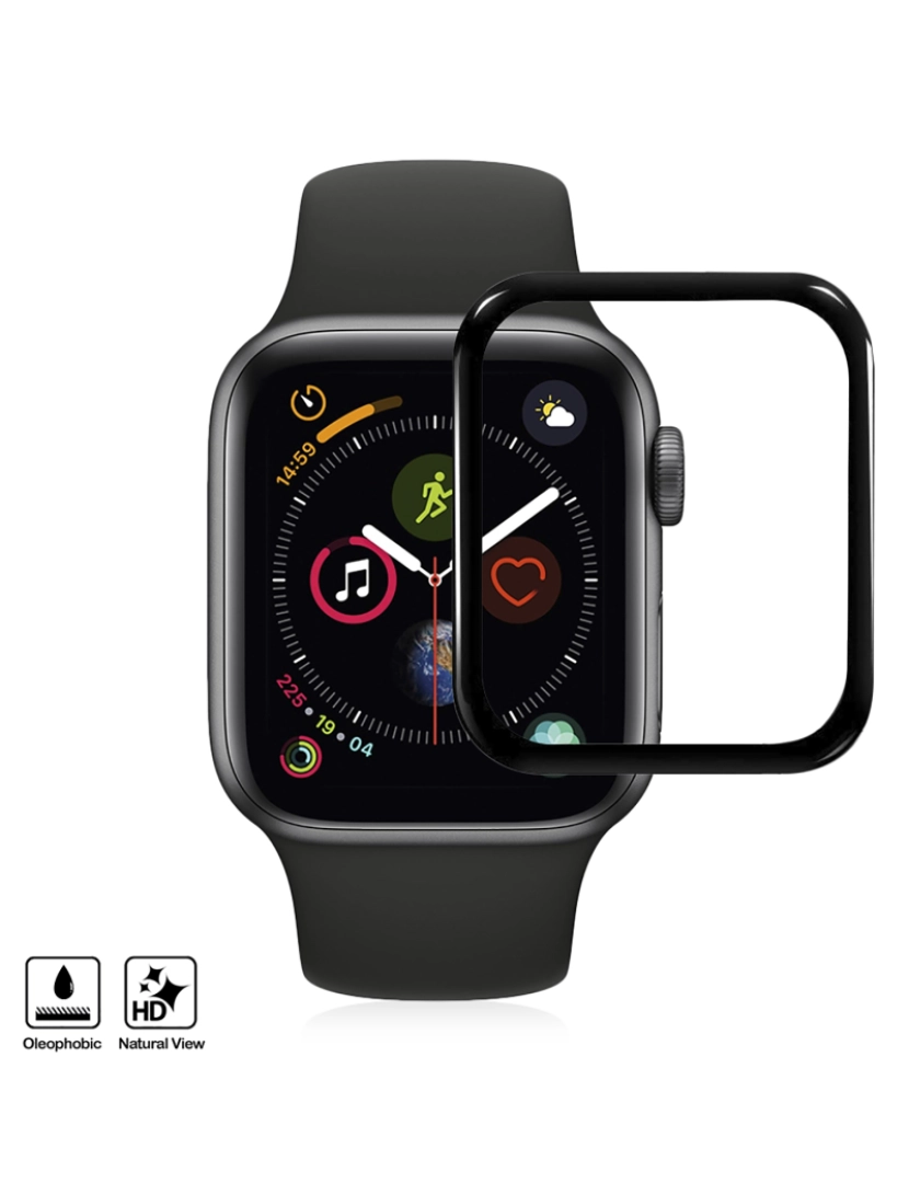 DAM - Protetor ecrã vidro temperado para Apple Watch 44mm Preto