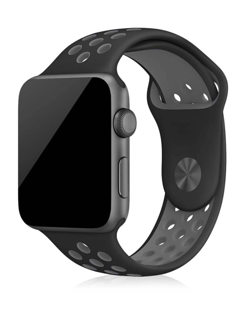 DAM - Bracelete deportiva de silicone compatível iWatch 42mm / 44mm Tamanho S/M Preto 