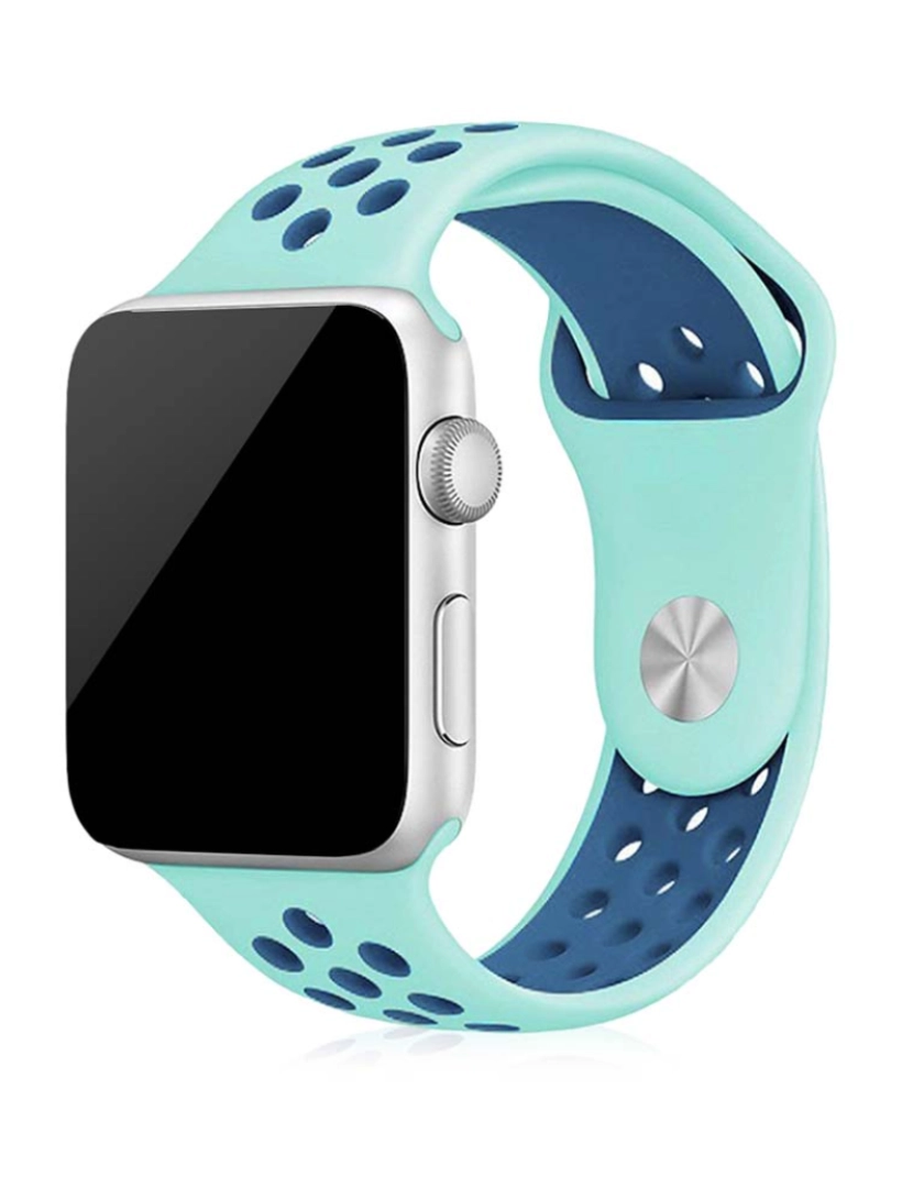 DAM - Bracelete Desportiva Silicone Para Apple Watch 42Mm / 44Mm S/M Verde água-marinha