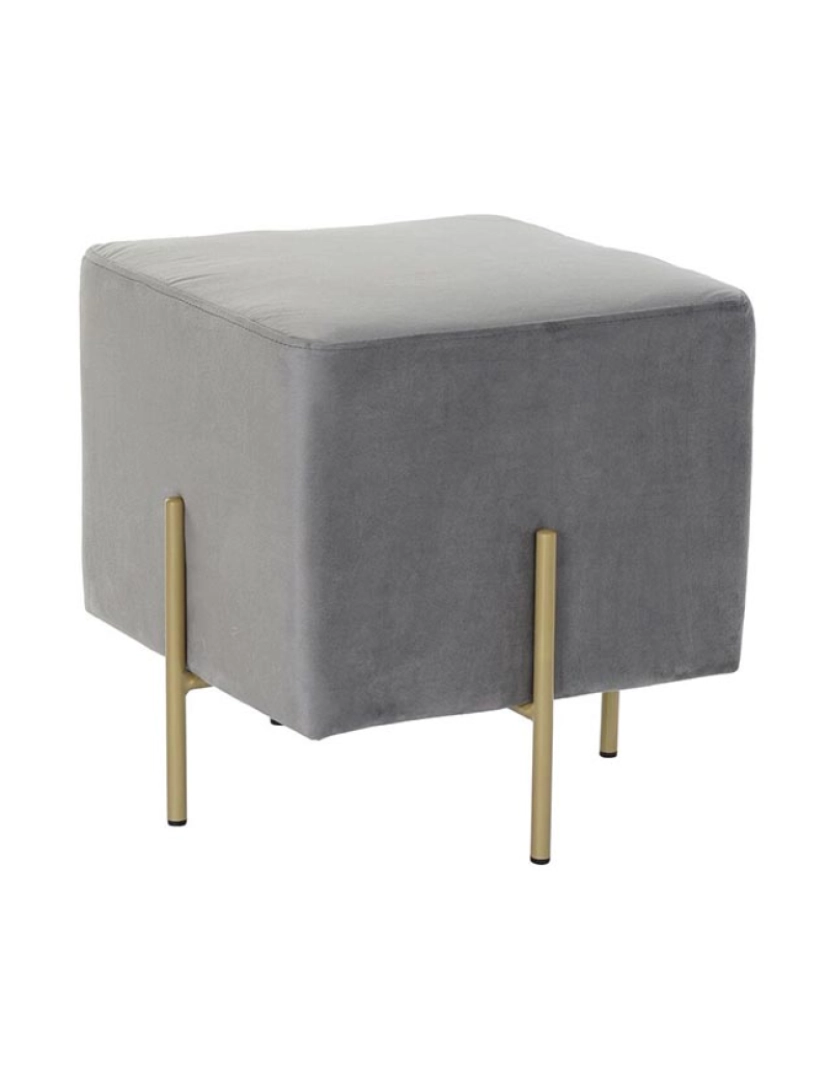 It - Repousa pés DKD Home Decor Scandi Cinzento Dourado Metal Veludo 42 x 42 x 45 cm