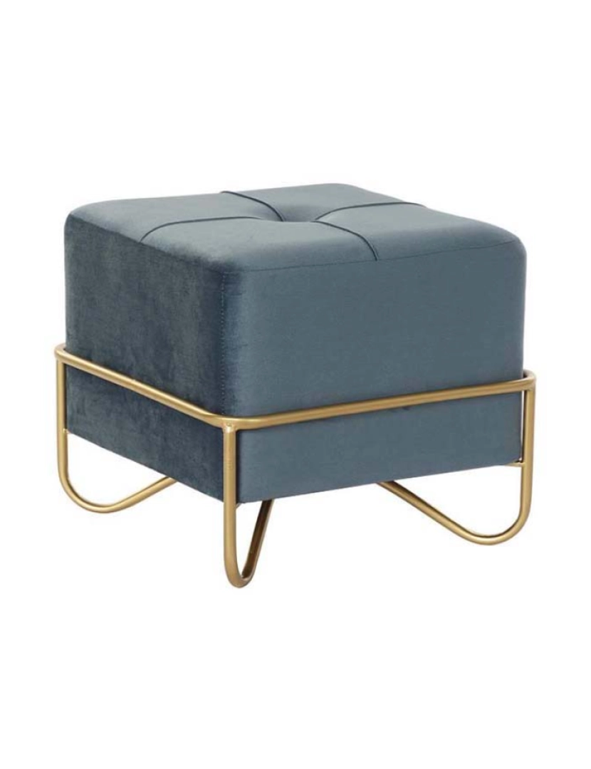 It - Pufe DKD Home Decor Azul Multicolor Dourado Espuma Metal Madeira MDF 42 x 42 x 38 cm