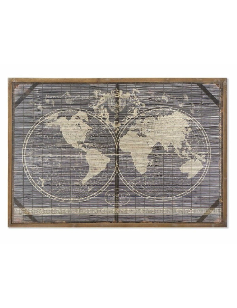 It - Quadro Bambu Mapa-Mundo Preto 