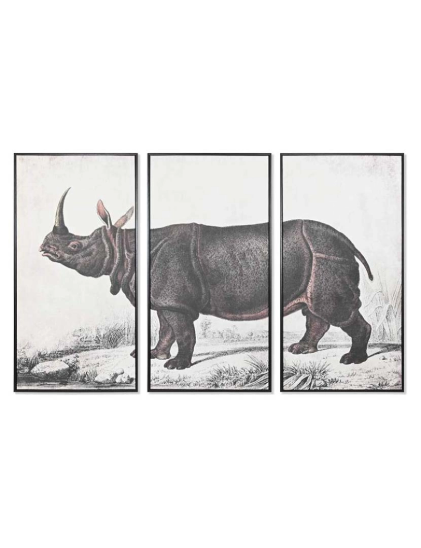 It - Conjunto 3 Quadros Ps Rinoceronte 