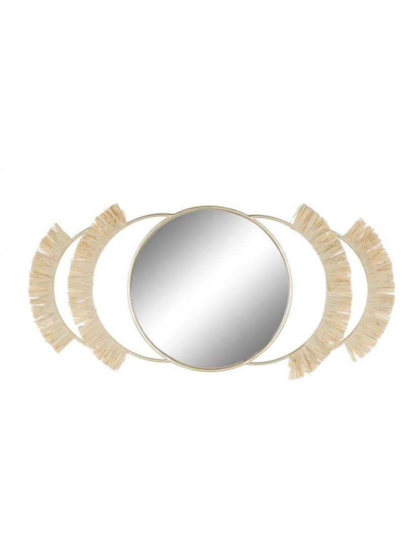 It - Espelho Metal Fibra Franjas Dourado 