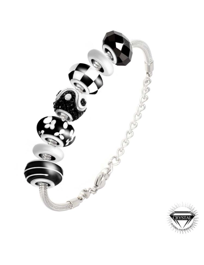 SC Crystal - Pulseira De Charm E Aço Aço inoxidável Prateado