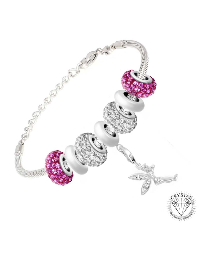 SC Crystal - Pulseira De Aço E Encantos Faée Senhora Prateado