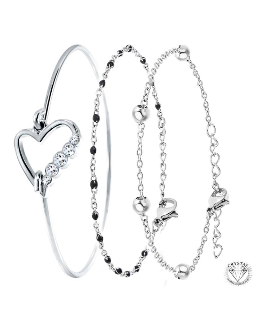 SC Crystal - Conjunto De 3 Pulseiras Senhora Prateado