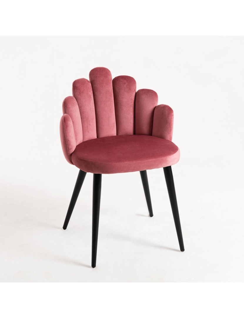 imagem de Cadeira Hand Veludo Pernas Pretas - Rosa1