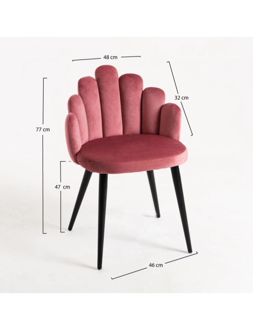 imagem de Cadeira Hand Veludo Pernas Pretas - Rosa2