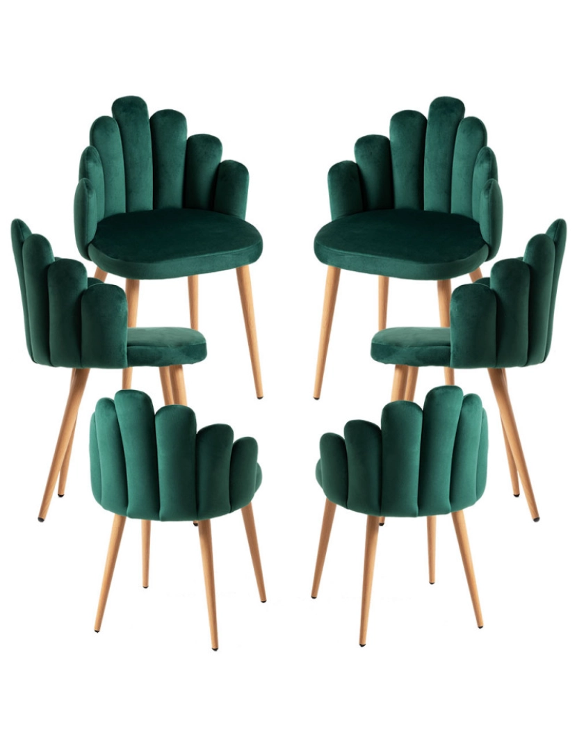 imagem de Pack 6 Cadeiras Hand Veludo - Verde1