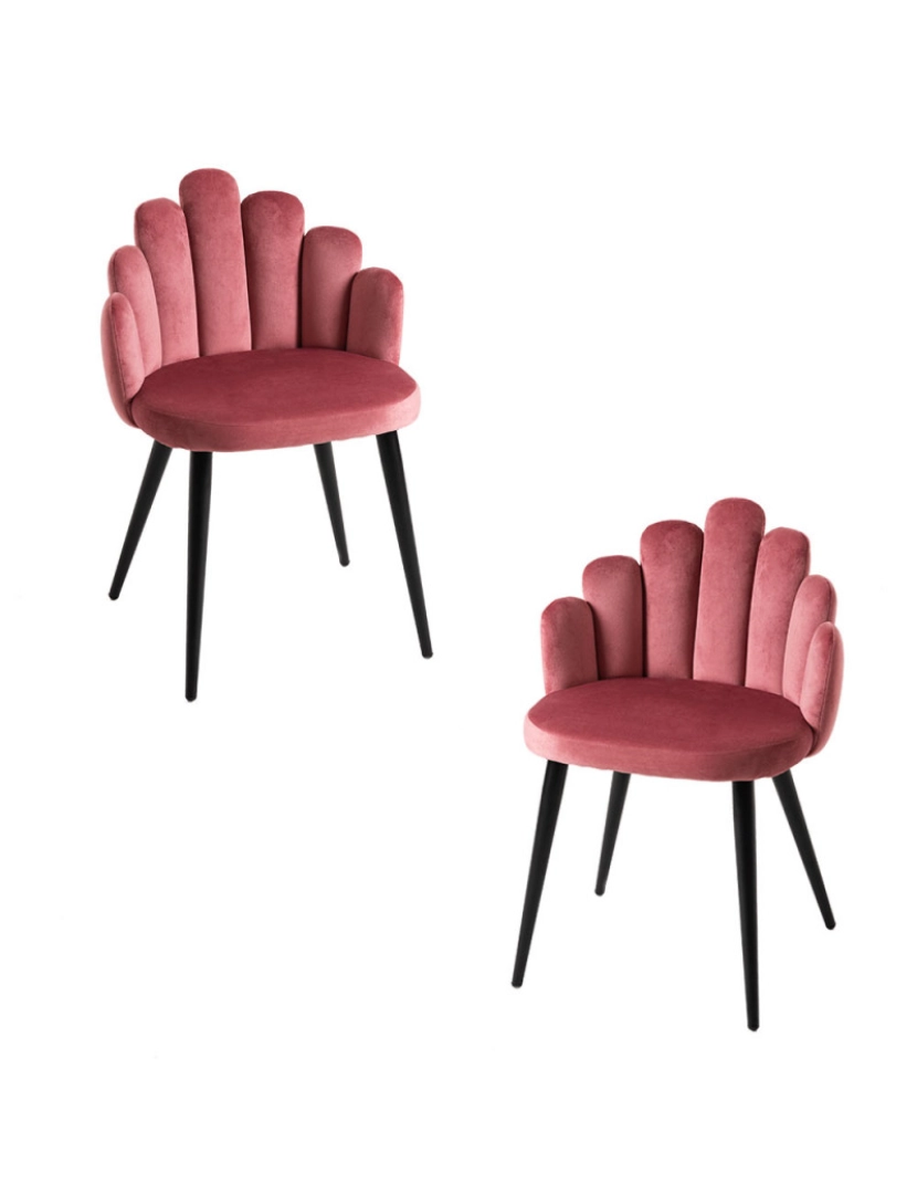imagem de Pack 2 Cadeiras Hand Veludo Pernas Pretas - Rosa1