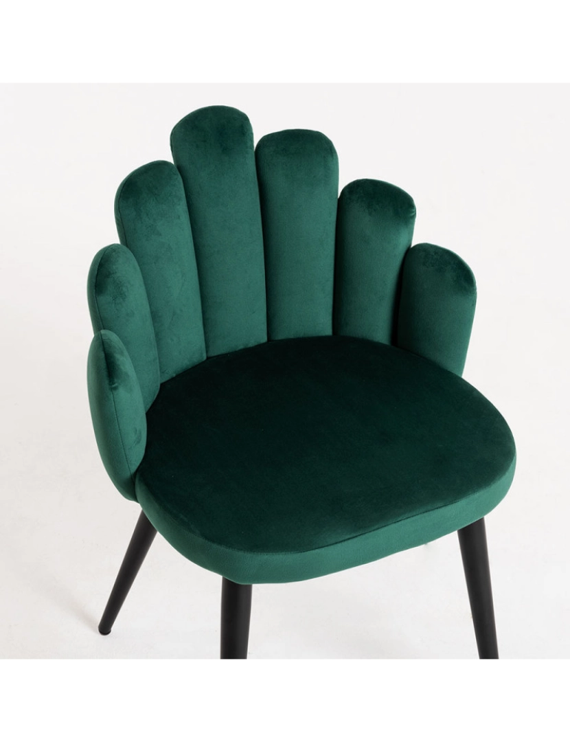 imagem de Pack 6 Cadeiras Hand Veludo Pernas Pretas - Verde5