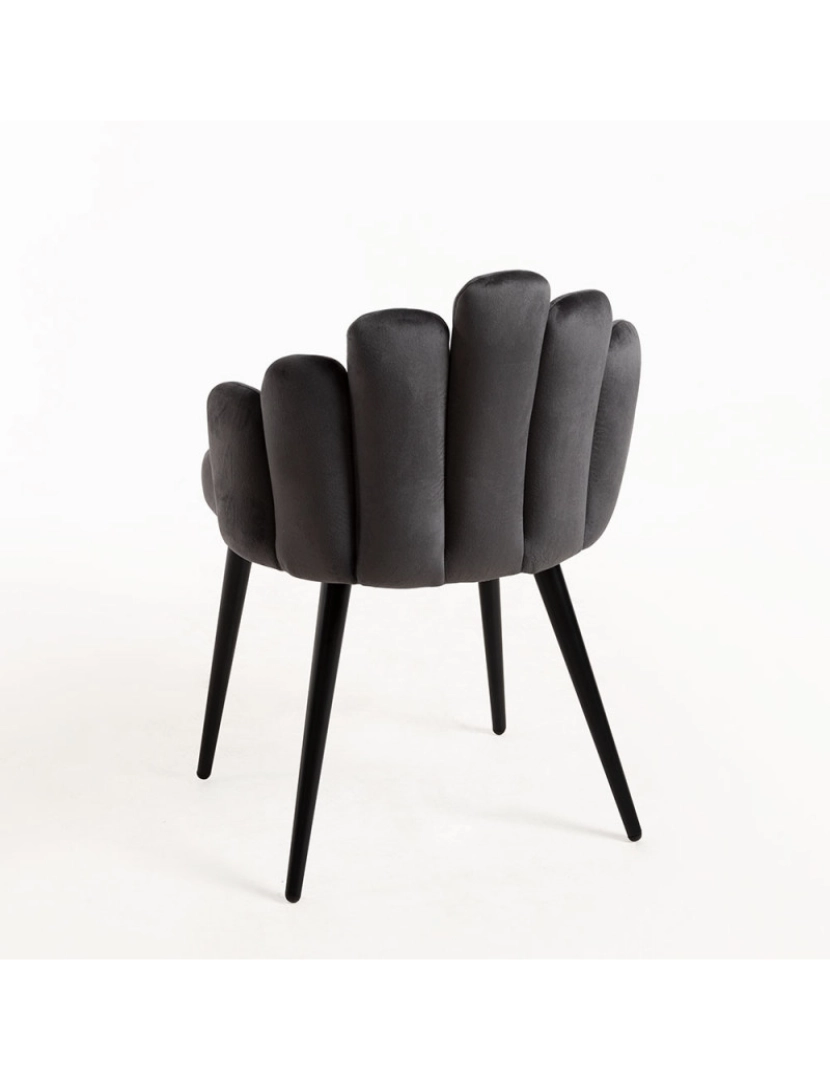 imagem de Cadeira Hand Veludo Pernas Pretas - Cinza escuro4