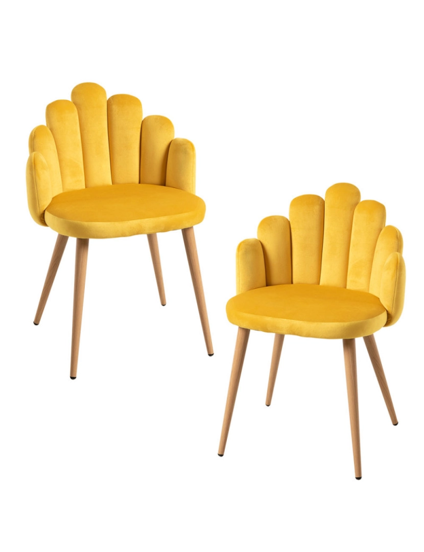 imagem de Pack 2 Cadeiras Hand Veludo - Amarelo1