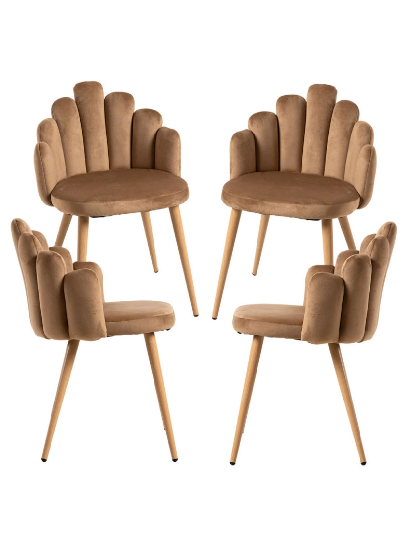 Presentes Miguel - Pack 4 Cadeiras Hand Veludo - Marrom