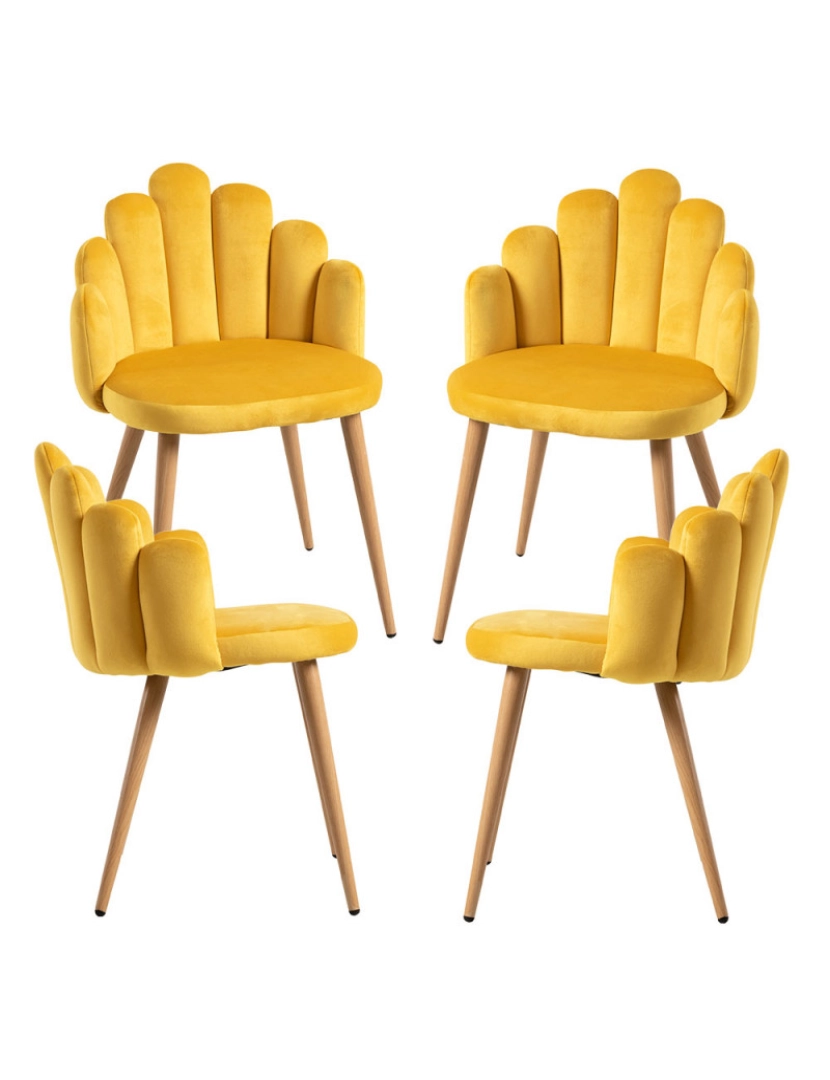 Presentes Miguel - Pack 4 Cadeiras Hand Veludo - Amarelo