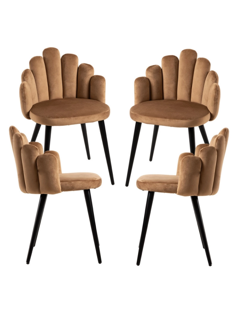 imagem de Pack 4 Cadeiras Hand Veludo Pernas Pretas - Marrom1