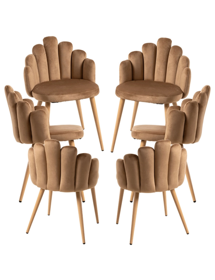 Presentes Miguel - Pack 6 Cadeiras Hand Veludo - Marrom