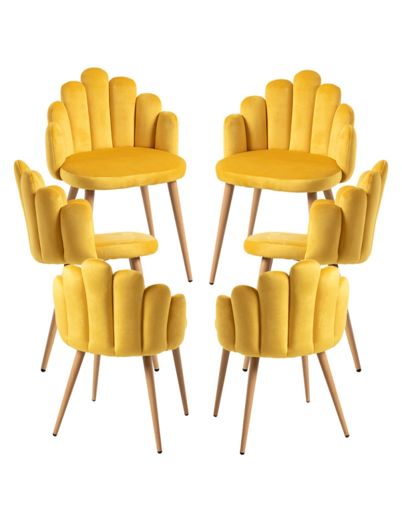 Presentes Miguel - Pack 6 Cadeiras Hand Veludo - Amarelo