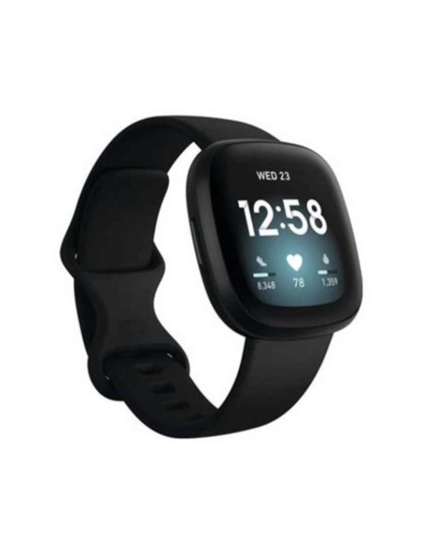 Fitbit - Fitbit Versa 3 Mostrador: Black  Pulseira: Rubber Black  Grau B