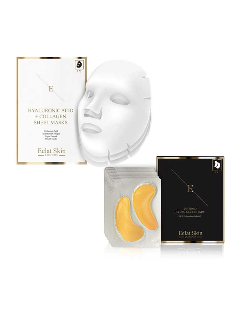 Eclat Skin London - Kit 2pçs Máscara + Almofadas de Olhos Colagénio Gold